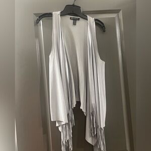 Gray Vintage Fringe Open Vest